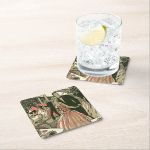 Porta-copo De Papel Quadrado Vintage Art Deco Wedding, Newlyweds First Dance