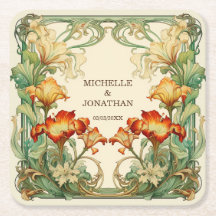 Vintage Art Nouveau Botânico Mucha Obrigado