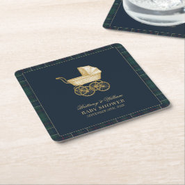 Porta-copo De Papel Quadrado Vintage Baby Carriage Classic Baby Shower 