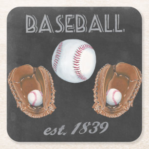 Porta-copo De Papel Quadrado Vintage Baseball Chalkboard Design
