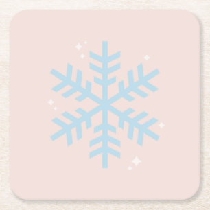 Porta-copo De Papel Quadrado Vintage Blue Winter Snowflake Natal