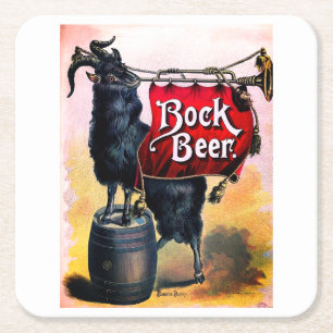 Porta-copo De Papel Quadrado Vintage Bock Beer Poster
