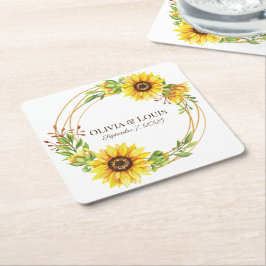 Porta-copo De Papel Quadrado Vintage boho casamento girassóis romântico