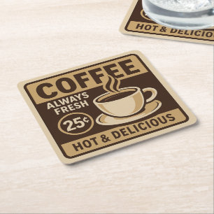 Porta-copo De Papel Quadrado Vintage Coffee Comprar Porta copos