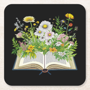 Porta-copo De Papel Quadrado Vintage Cottagecore design com flores silvestres