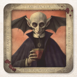 Porta-copo De Papel Quadrado Vintage Dracula Vampiro Halloween Napkins Spooky