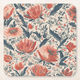 Porta-copo De Papel Quadrado Vintage Floral
