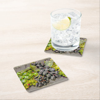 Porta-copo De Papel Quadrado Vintage Grape Digital Art Paper Coaster