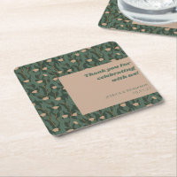 Vintage Green Floral Boho Personalizado Obrigado
