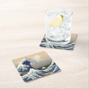 Porta-copo De Papel Quadrado vintage japanese ukiyo e art a onda do excelente