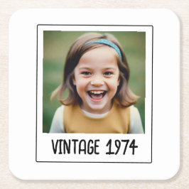 Porta-copo De Papel Quadrado Vintage Milestone Aniversário Foto Keepsasak