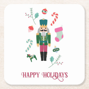 Porta-copo De Papel Quadrado Vintage Nutcracker Jewel Tone Feliz Feriados