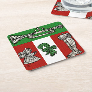 Porta-copo De Papel Quadrado Vintage Ornaments