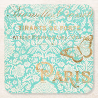 Vintage Paris Dourado Design Com Borboleta
