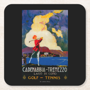 Porta-copo De Papel Quadrado Vintage PosterEurope de CadenabbiaTremezzo