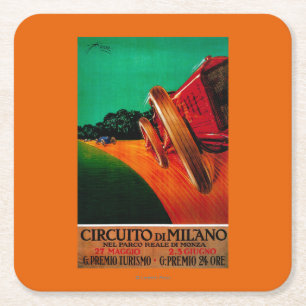 Porta-copo De Papel Quadrado Vintage PosterEurope de Milão dos Di de Circuito
