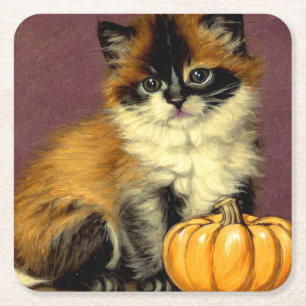 Porta-copo De Papel Quadrado Vintage Ragdoll Halloween Cat