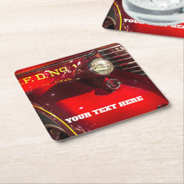 Porta-copo De Papel Quadrado Vintage Red Fire Engine