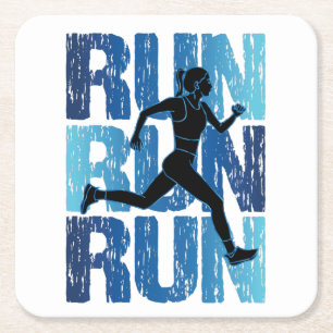 Porta-copo De Papel Quadrado Vintage Runner Girl - Run Run Run