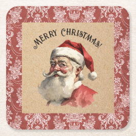 Porta-copo De Papel Quadrado Vintage Santa Claus Natal