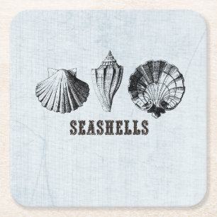 Porta-copo De Papel Quadrado Vintage Seashells