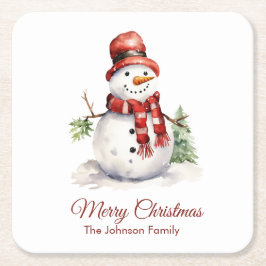 Porta-copo De Papel Quadrado Vintage Snowman Coaster