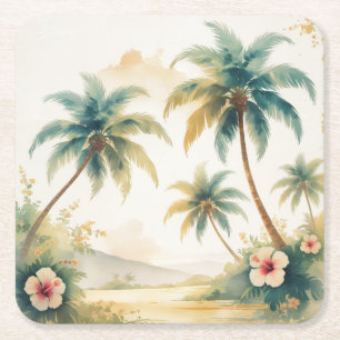 Porta-copo De Papel Quadrado Vintage Style Havaiano Viagem Honolulu