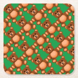 Porta-copo De Papel Quadrado Vintage Teddy Bear - Pixel Art