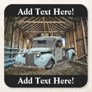 Porta-copo De Papel Quadrado Vintage Truck Rustic Barn Square Paper Porta copos