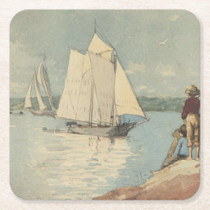 Porta-copo De Papel Quadrado Vintage Winslow Homer Clear Navegando
