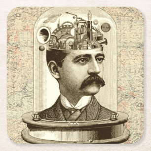 Porta-copo De Papel Quadrado Vintagem do Clocwork Brain STEAMPUNK