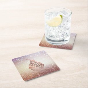 Porta-copo De Papel Quadrado Vintagem russa da padaria do Cupcake Cakes & Sweet