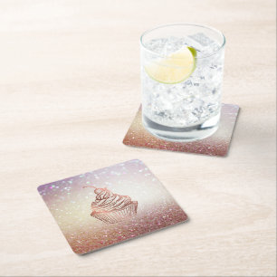 Porta-copo De Papel Quadrado Vintagem Rústica do Cupcake de Cakes & Sweets