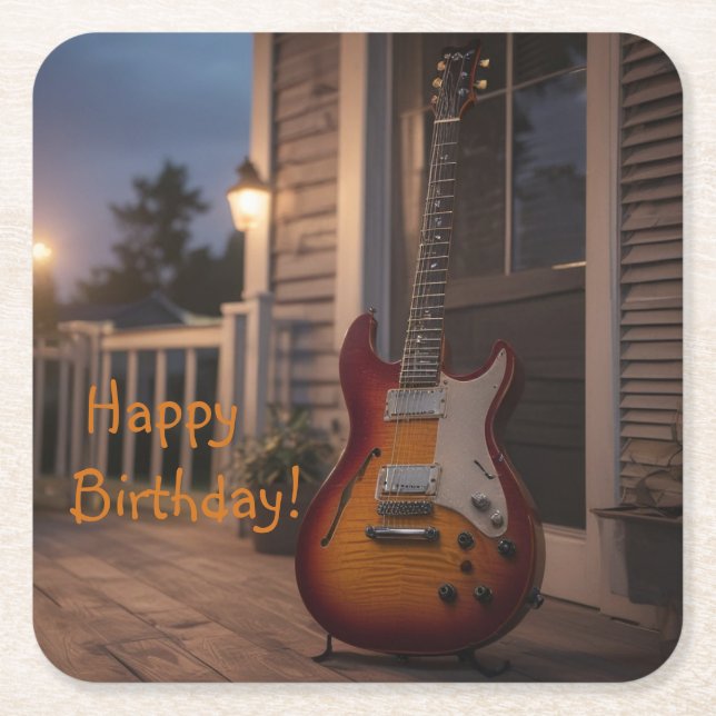 Porta-copo De Papel Quadrado Violão elétrico (Frente)