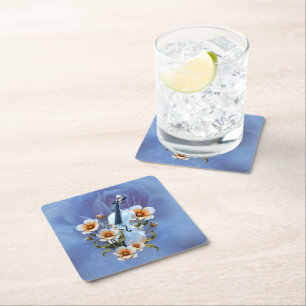 Porta-copo De Papel Quadrado Violino Branco com Flores - Música e Natureza Eleg