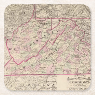 Porta-copo De Papel Quadrado Virgínia e West Virginia