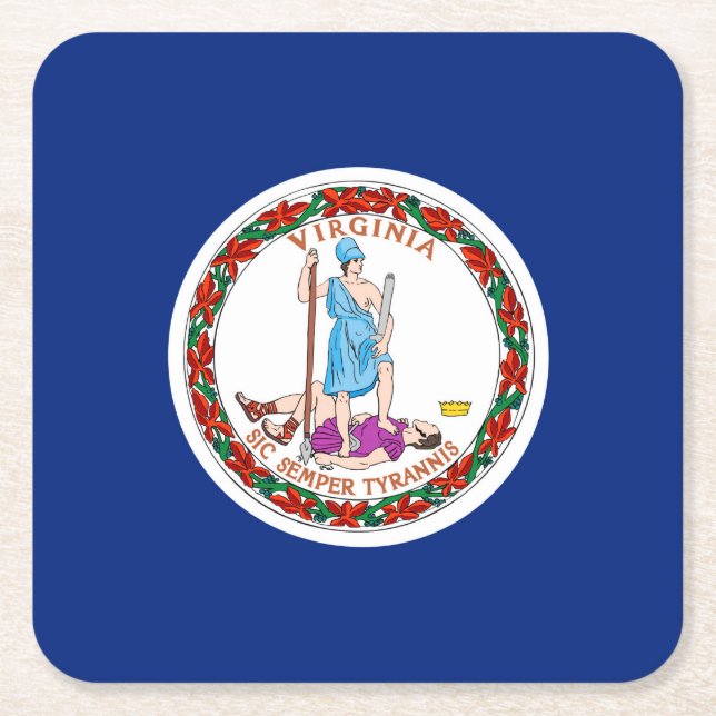 Porta-copo De Papel Quadrado Virginia State Flag Design (Frente)