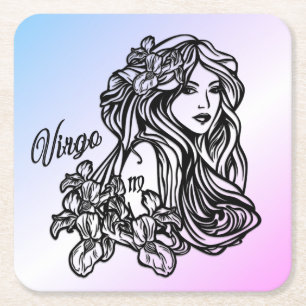Porta-copo De Papel Quadrado Virgo A Virgem Zodiac Purple