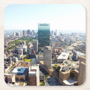 Porta-copo De Papel Quadrado Vista aérea de Boston 2