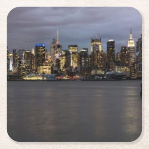 Porta-copo De Papel Quadrado Vista panorâmica do início da noite de Manhattan
