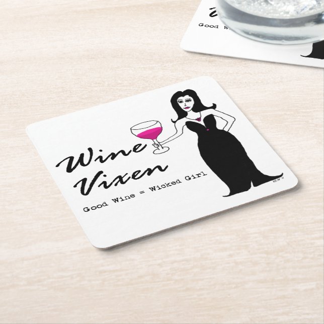 Porta-copo De Papel Quadrado Vixen "bom vinho do vinho = menina má " (Inclinado)