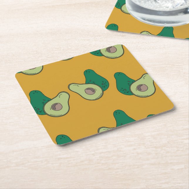 Porta-copo De Papel Quadrado Vocado verde em castanho (Inclinado)