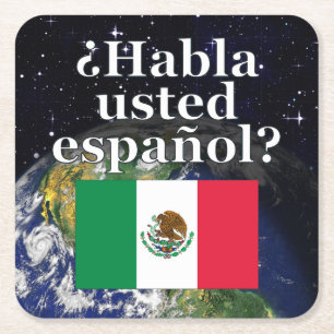 Porta-copo De Papel Quadrado Você fala o espanhol? no espanhol. Bandeira &