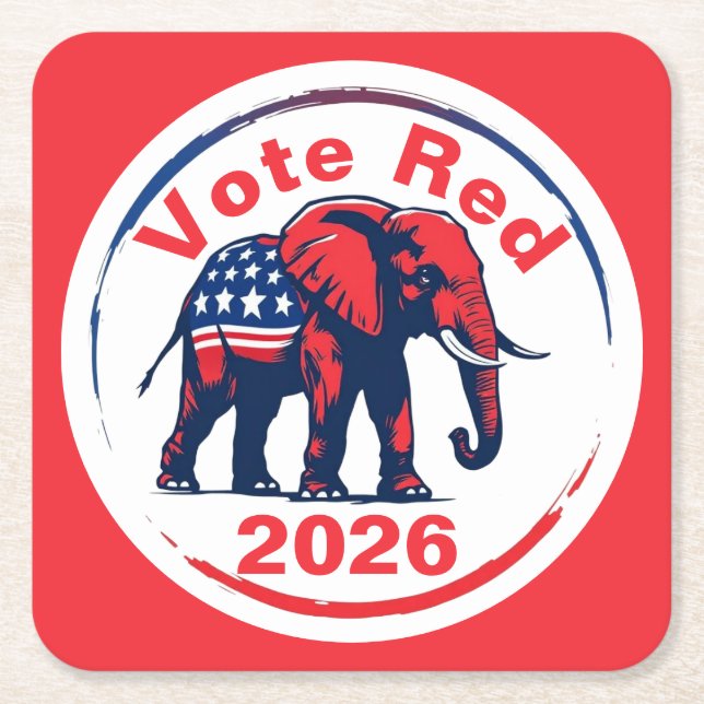 Porta-copo De Papel Quadrado Votação Vermelho 2026 (Frente)