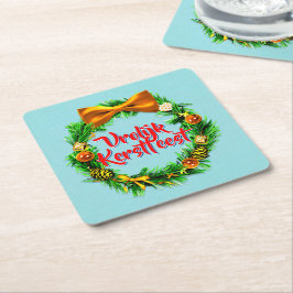 Porta-copo De Papel Quadrado Vrolijk Kerstfeest Dutch Feliz Natal