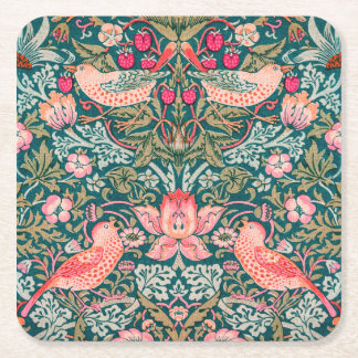 Porta-copo De Papel Quadrado W Morris Pink Strawberry Thief