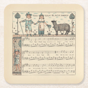 Porta-copo De Papel Quadrado Walter Crane Baa Baa Ovelha Negra Rima Infantil