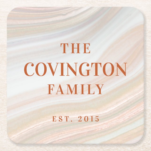 Porta-copo De Papel Quadrado Warm Marble Geode (Frente)