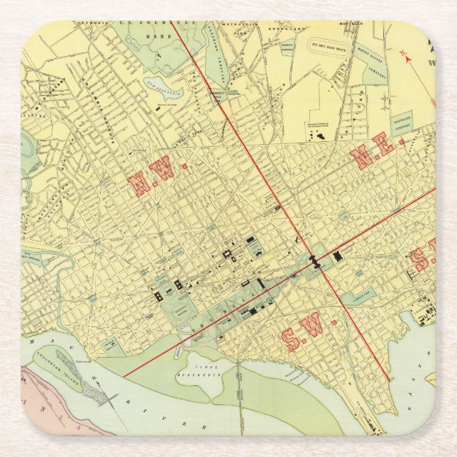 Porta-copo De Papel Quadrado Washington, C.C. (Frente)