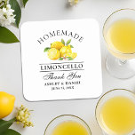 Porta-copo De Papel Quadrado Watercolor Lemons Limoncello Wedding<br><div class="desc">Elegante Watercolor Lemons Greenery Homemade Limoncello Casamento Obrigado Portas copos</div>